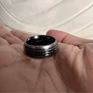 EM 925 Silver and Black Ti Titanium Men’s Ring Size 7